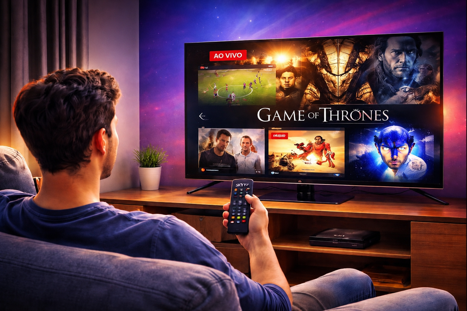 Família assistindo TV Streaming